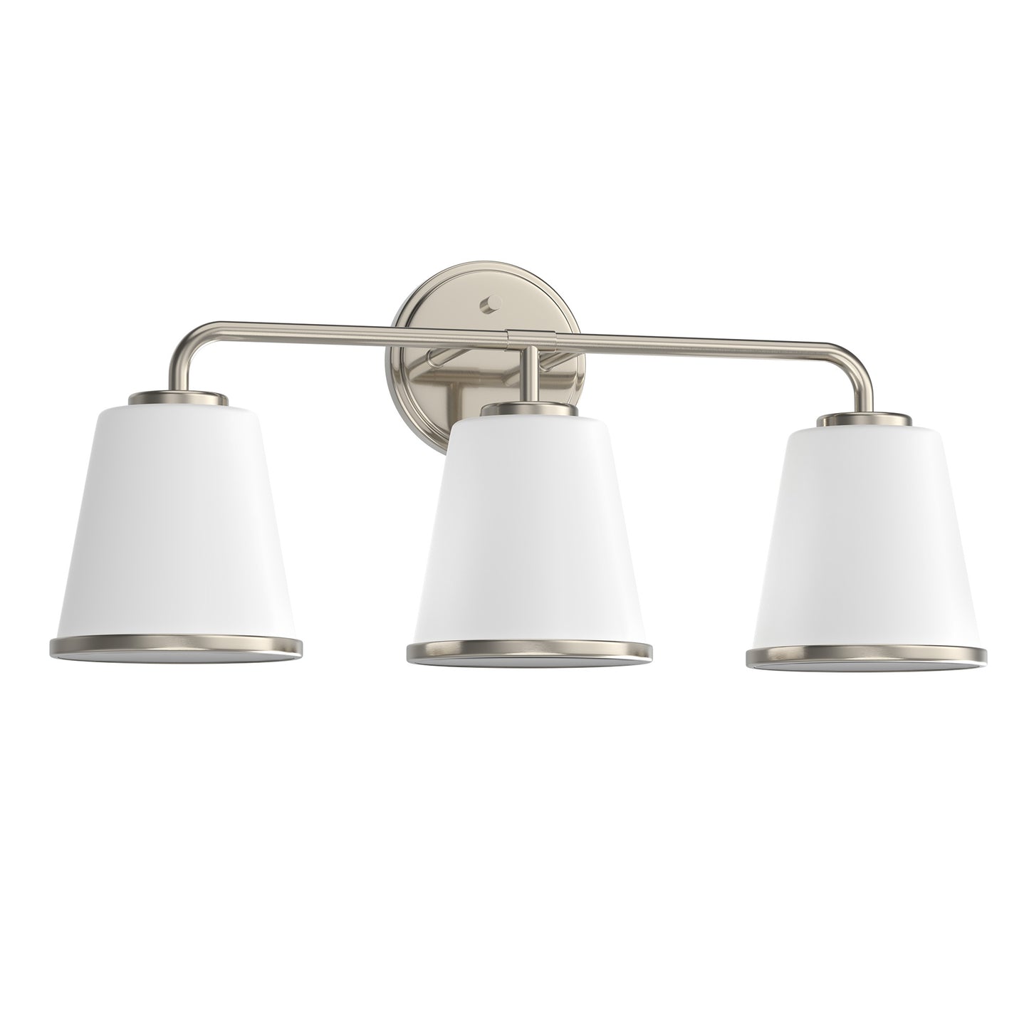 23 in. Modern 3-Light Brushed Nickel Vanity Light with Soft White Glass for Bathroom