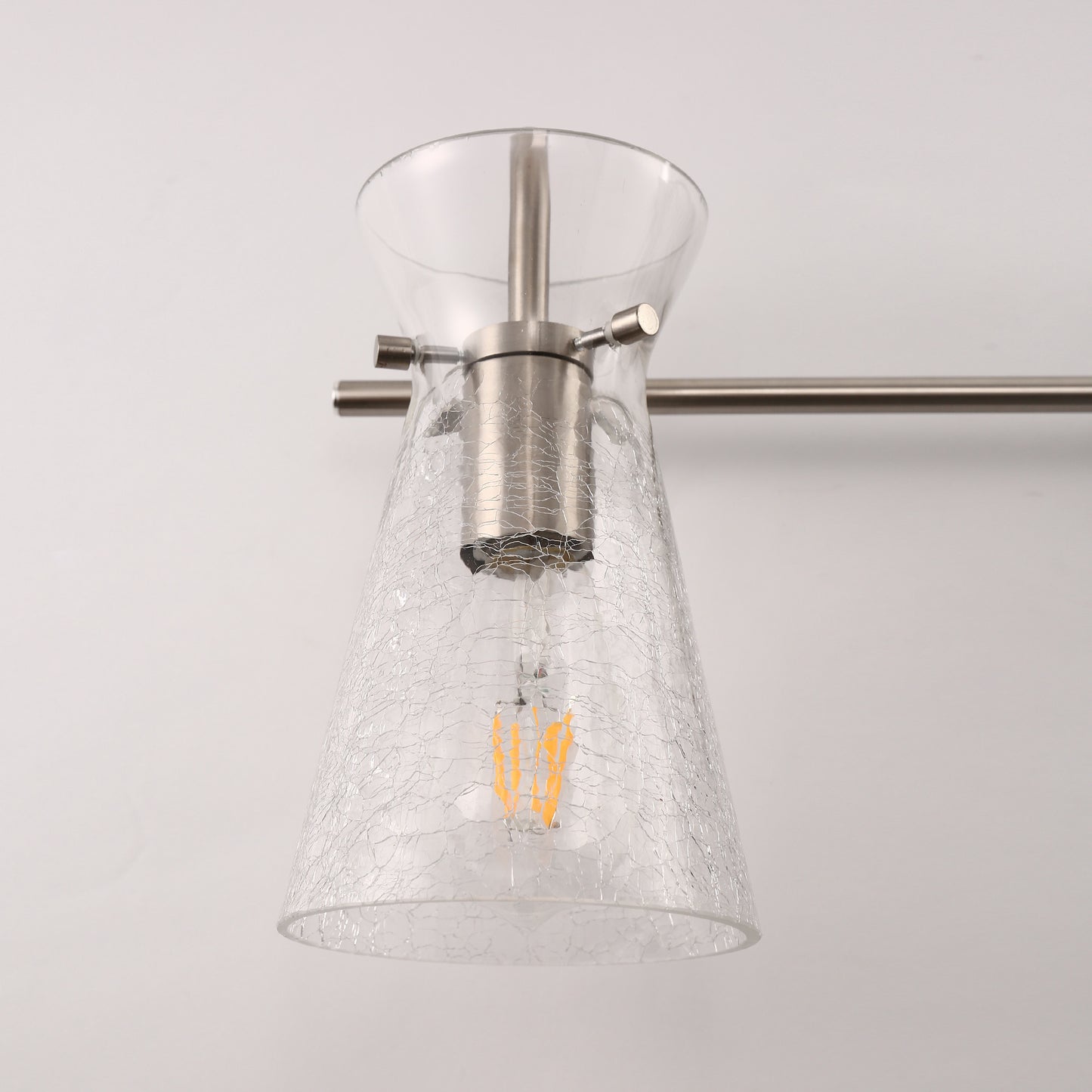 24 in. 3-Light Brushed Nickel Vanity Light with Crackle Glass Shades Modern Bathroom Wall Sconce for Vanity, Mirror