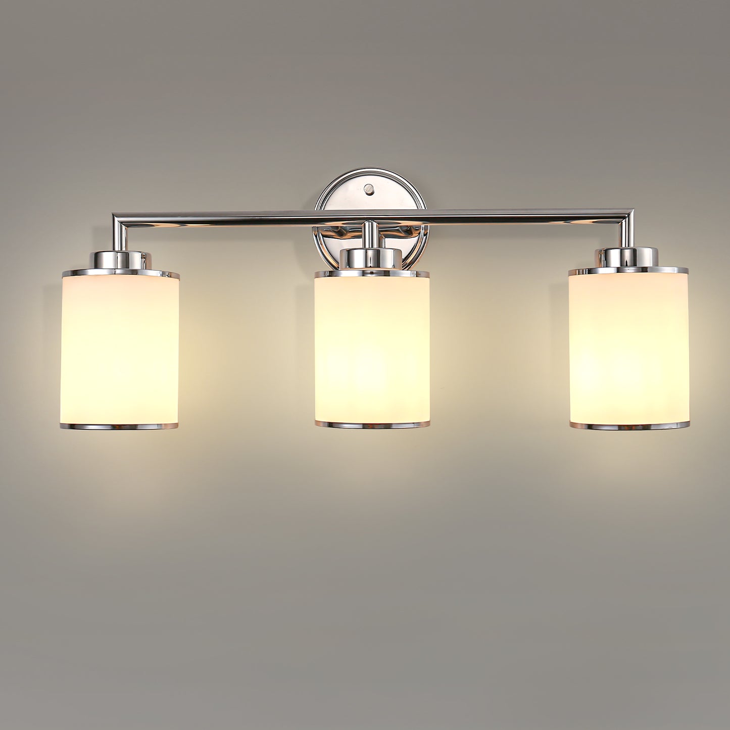 17 in. 3-Light Chrome Vanity Light with Frosted Glass Shades, Modern Bathroom Wall Sconce for Vanity, Mirror