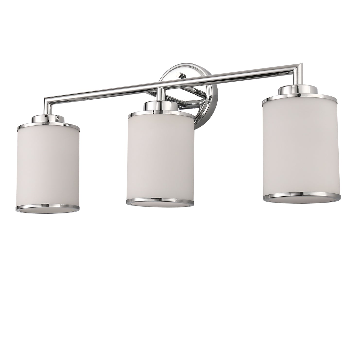 17 in. 3-Light Chrome Vanity Light with Frosted Glass Shades, Modern Bathroom Wall Sconce for Vanity, Mirror