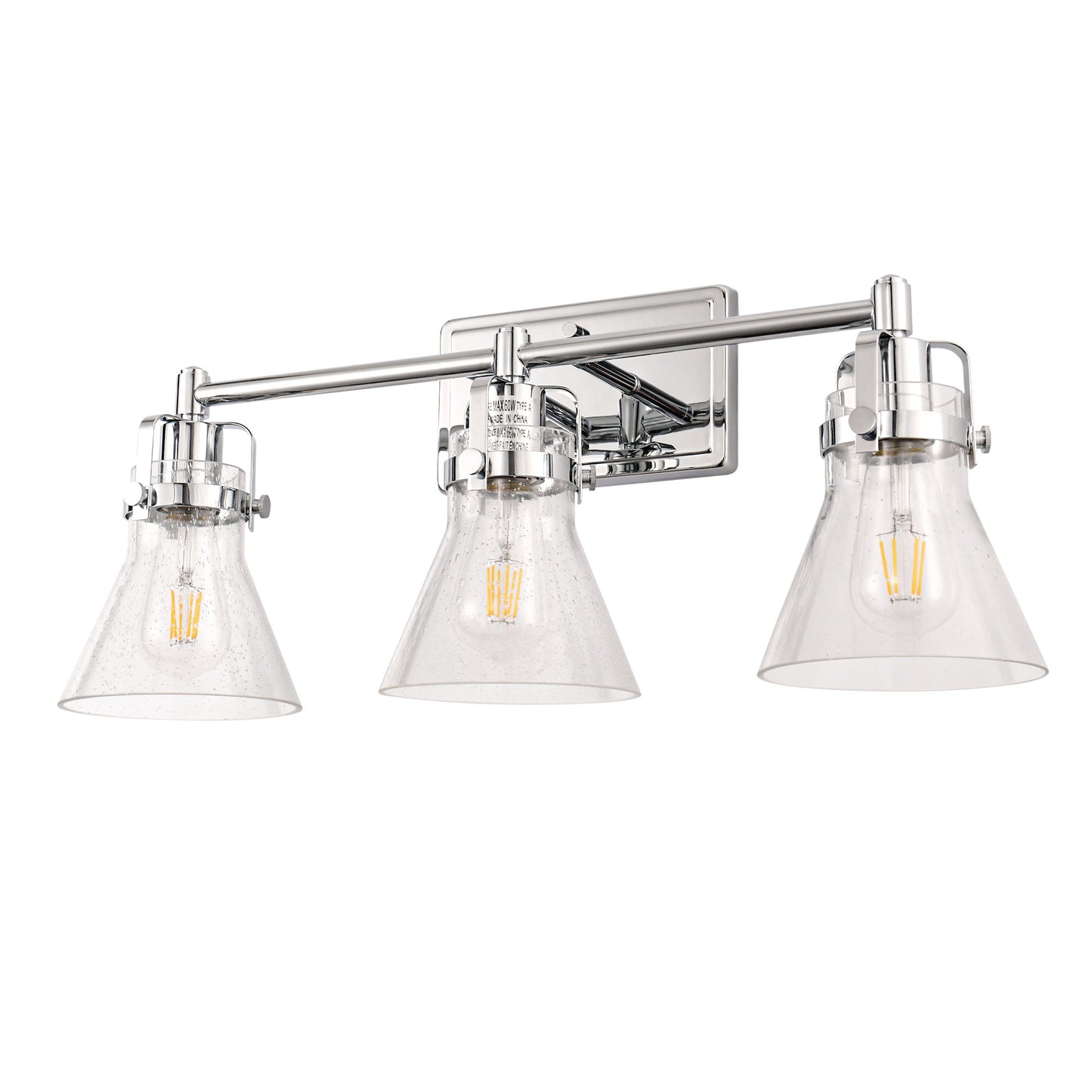 22 in. 3-Light Brushed Nickel Vanity Light for Bright, Affordable Bathroom Lighting,Cone Shade