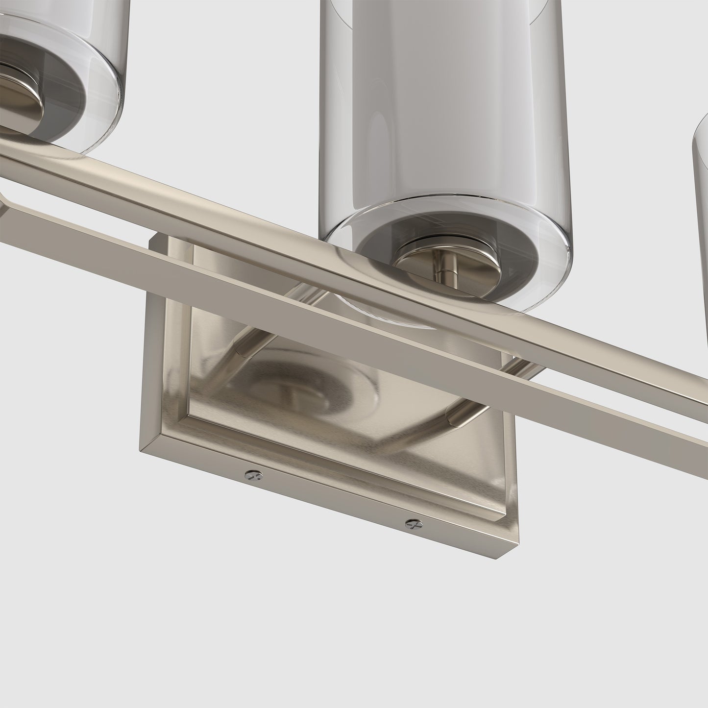 22 in. Industrial Brushed Nickel 3-Light Vanity Light, Clear Glass Shades and Sleek Design for Bathroom