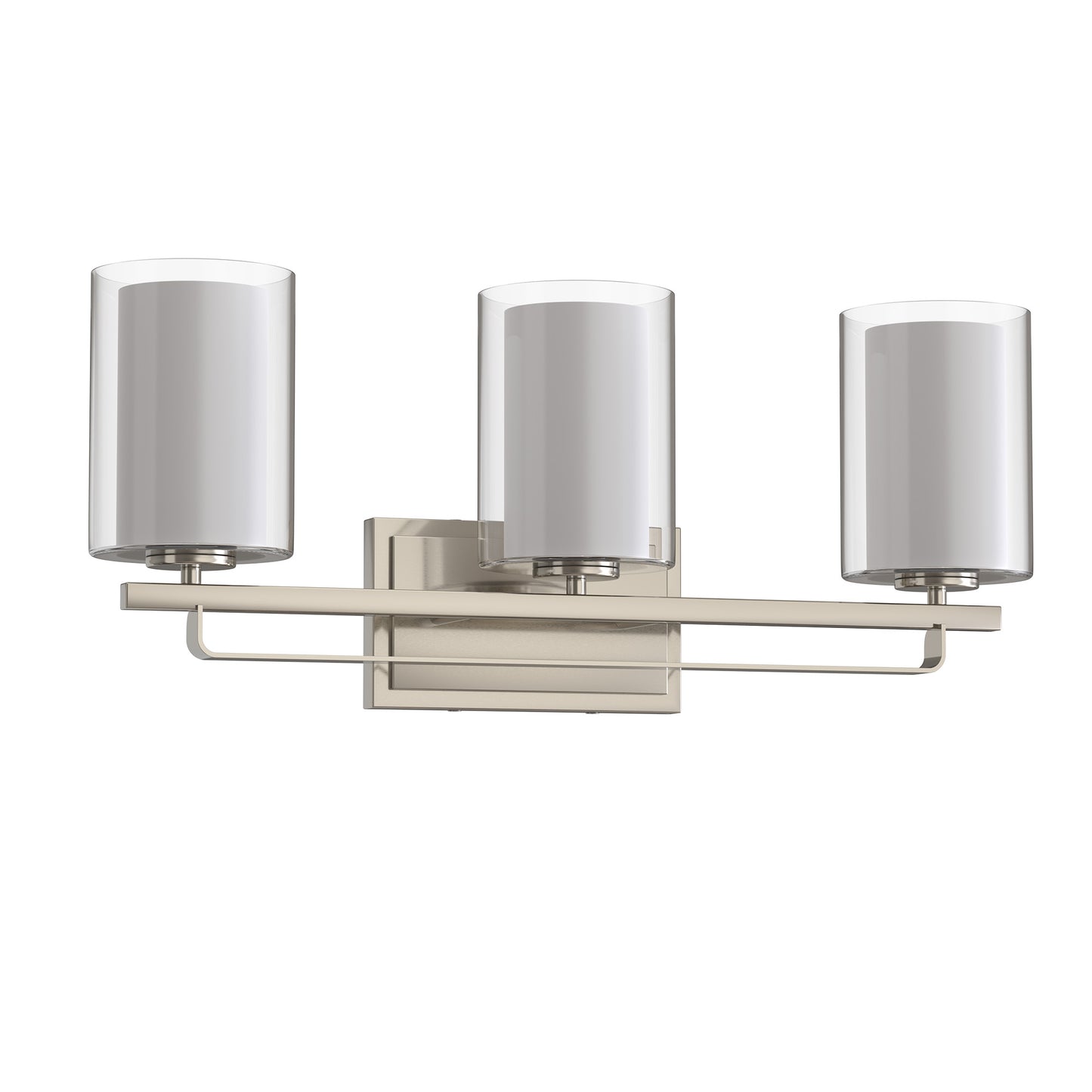 22 in. Industrial Brushed Nickel 3-Light Vanity Light, Clear Glass Shades and Sleek Design for Bathroom