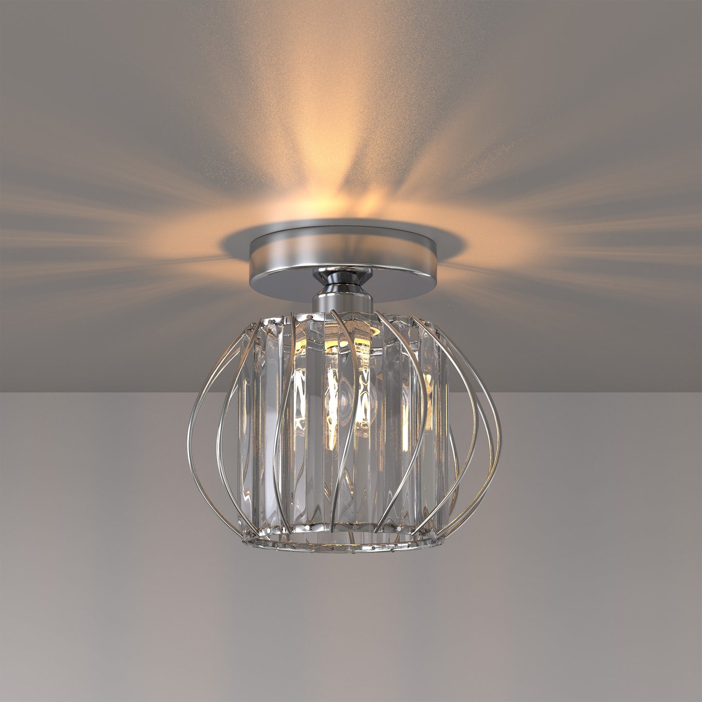 7 in. 1-Light Brushed Nickel Modern Semi Flush Mount Ceiling Light for Foyer, Entryway, Kitchen, Bedroom, Dining Room