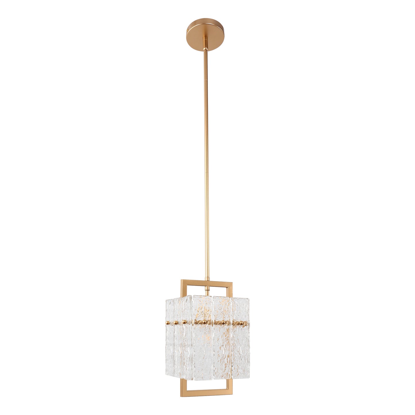 YANSUN 1-Light Gold Metal Pendant Light with Glass Shade E12 Socket Modern Hanging Fixture No Light Bulb Included