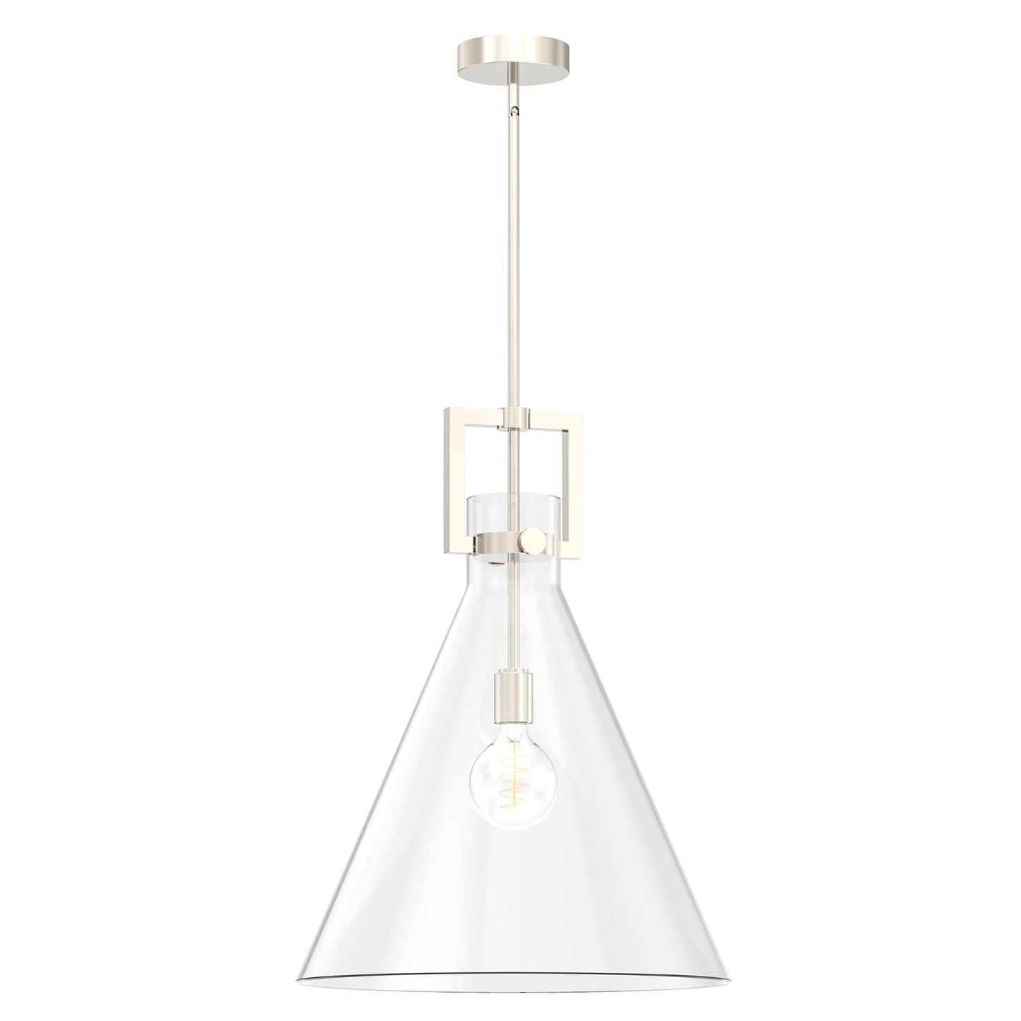 YANSUN 1-Light Nickel Pendant Light with Inverted Cone Shade and E26 Socket for Dining, Kitchen, or Entryway