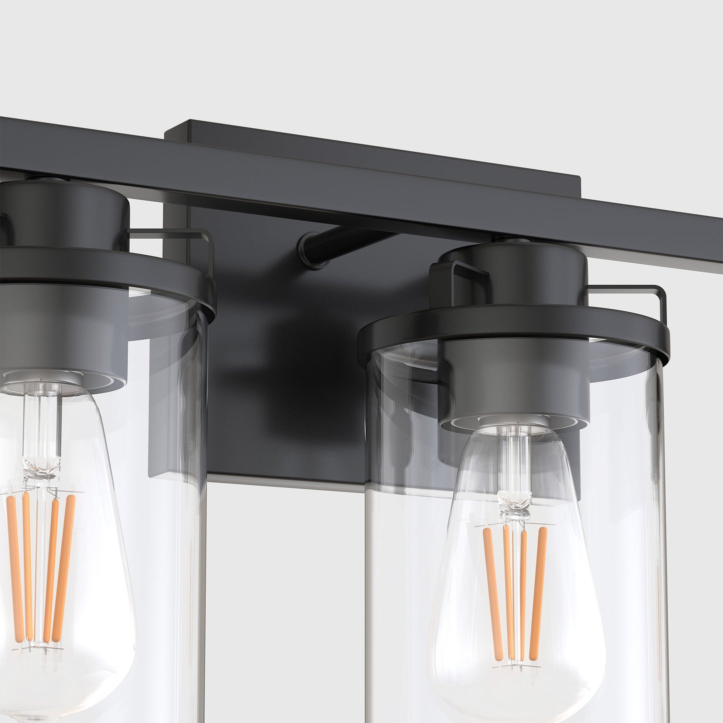 18 in. 3-Light Black Vanity Light with Clear Glass Shades for Budget Bathrooms