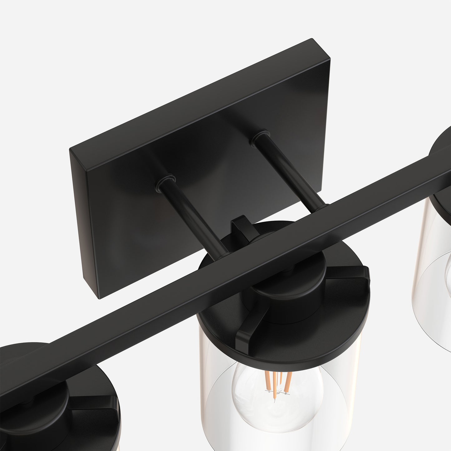 18 in. 3-Light Black Vanity Light with Clear Glass Shades for Budget Bathrooms