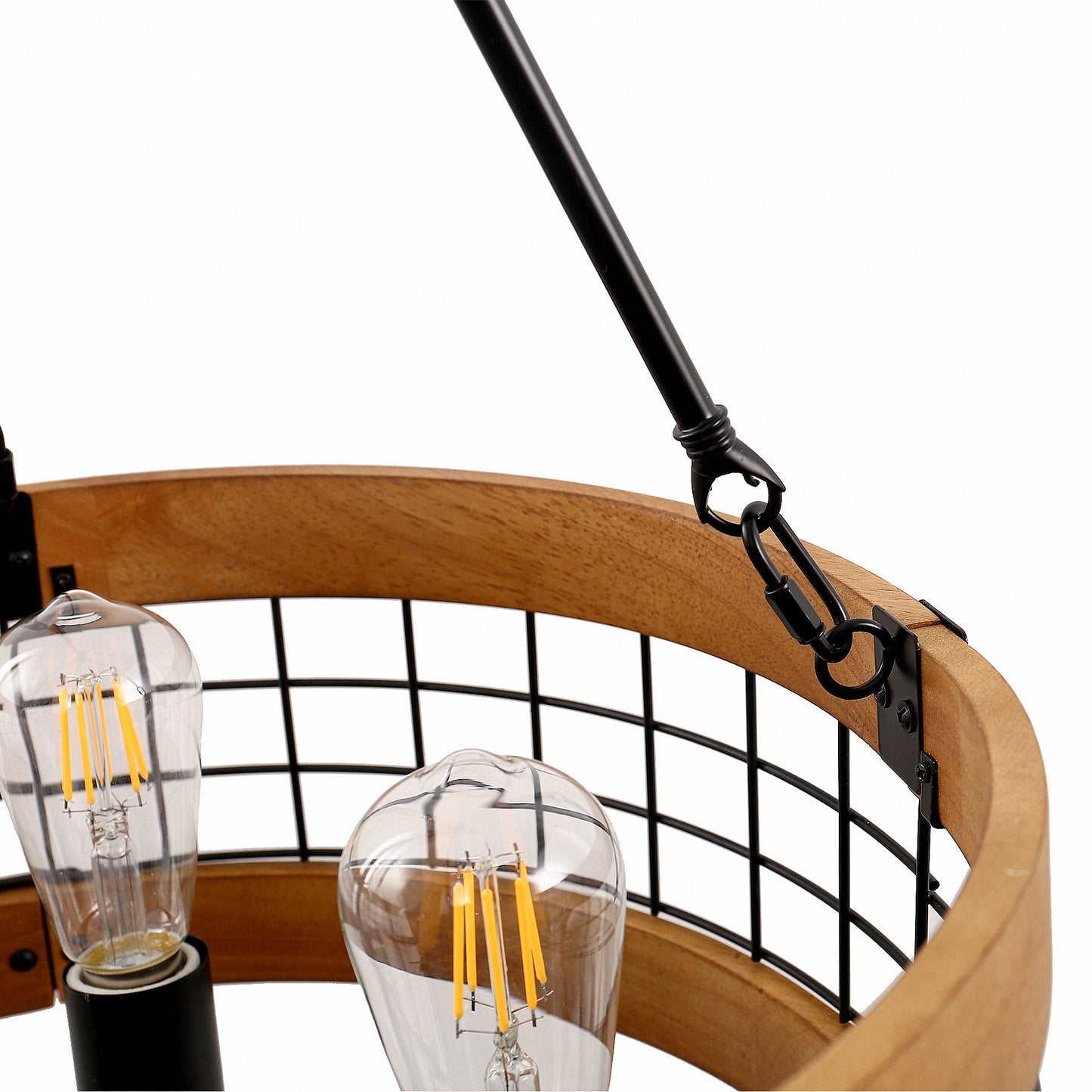 Black and Brown Farmhouse Chandelier for Dining Room, 4-Light Pendant Kitchen Island Lighting,for Entryway Foyer Bedroom