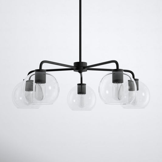 YANSUN 5-Light Black Chandelier Light Fixture with Accessories for Elegant Home Decor