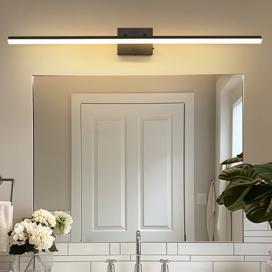 YANSUN 48 in. 1-Light 24W Black Integrated LED Vanity Light, Sleek Bathroom Wall Sconce, ideal for Mirrors and Makeup Areas