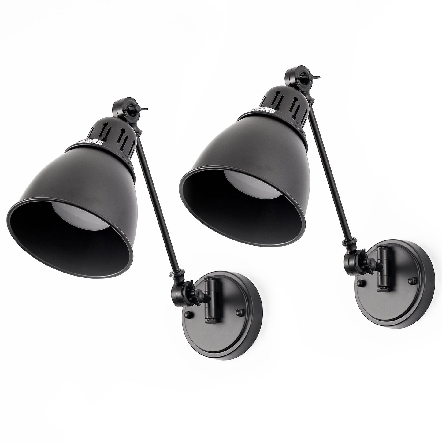 YANSUN 6 In. Plug-In Wall Sconces Set of 2, Tausende Black Metal Swing Arm Wall Lamps, Ideal for Bedroom or Cozy Reading Nook