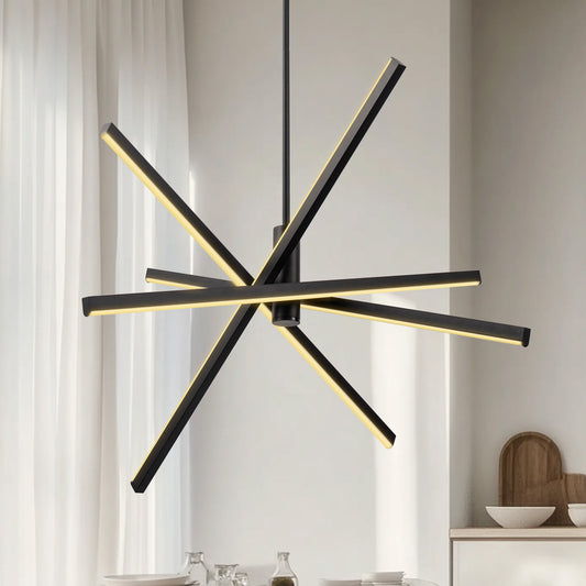 YANSUN 28 in. 4-Light Dimmable Black Sputnik LED Chandelier with Energy-Efficient Lighting