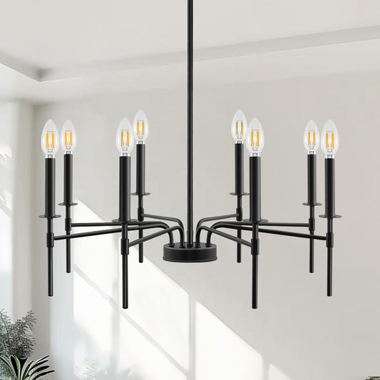 YANSUN 28 in. 6-Light Black Chandelier Farmhouse Chandelier for Dining Room, Dining Light Fixtures Over Table