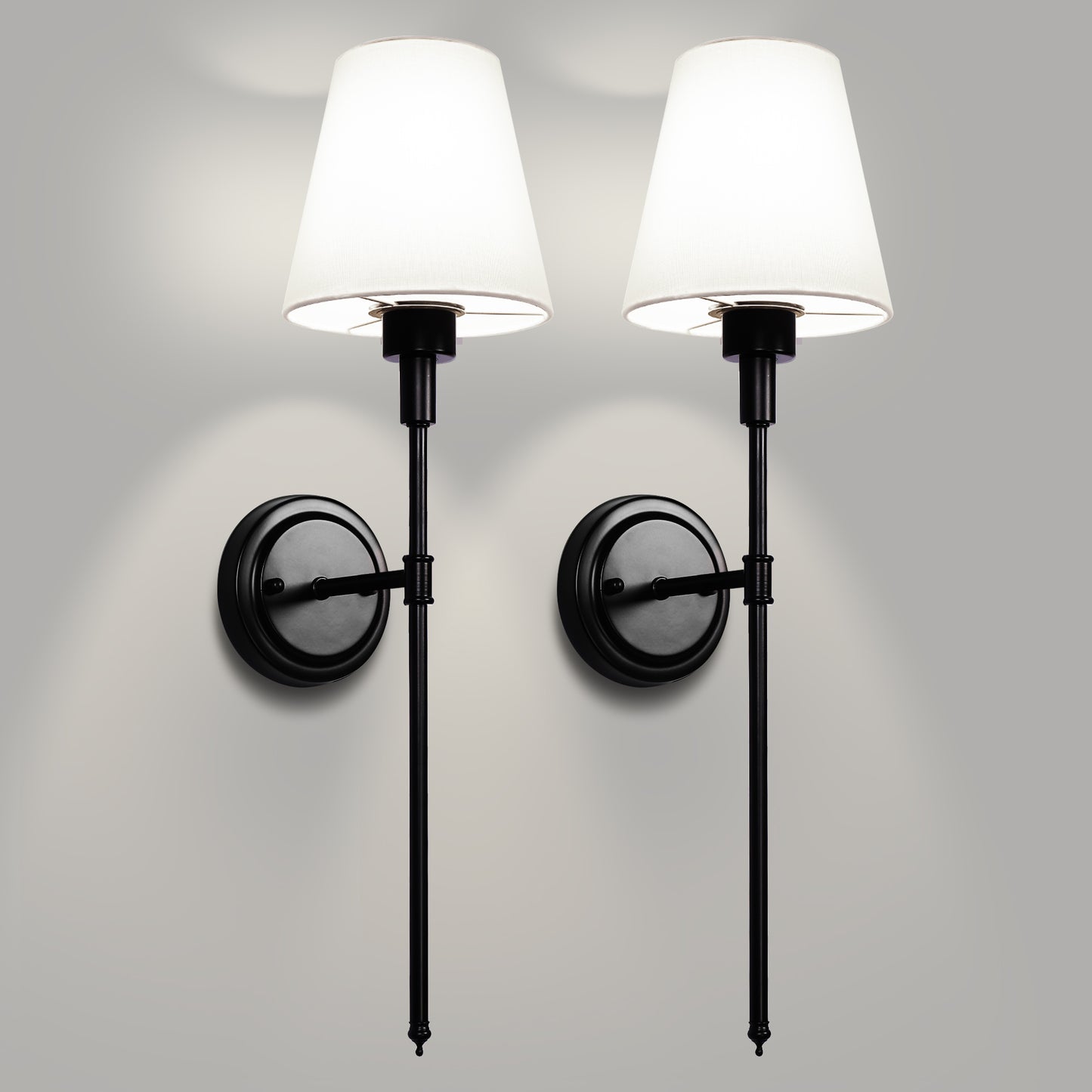 YANSUN 6 in. 1-Light Black Wall Sconce Wireless with Remote Control Dimmable Rechargeable Wall Light (2-Pack)