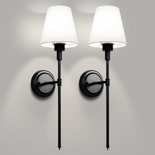 YANSUN 6 in. 1-Light Black Wall Sconce Wireless with Remote Control Dimmable Rechargeable Wall Light (2-Pack)