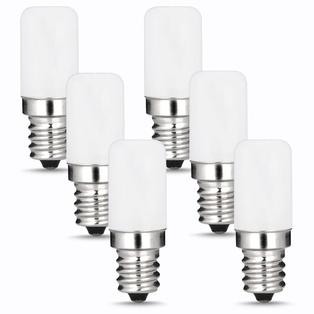 E12 LED Bulbs Replacement for 15W Night Light Bulbs, Refrigerator, Ceiling Fan, Chandeliers, E12 Candelabra Base, C7 Replacement Bulbs, Warm White 3000K (6-Pack)