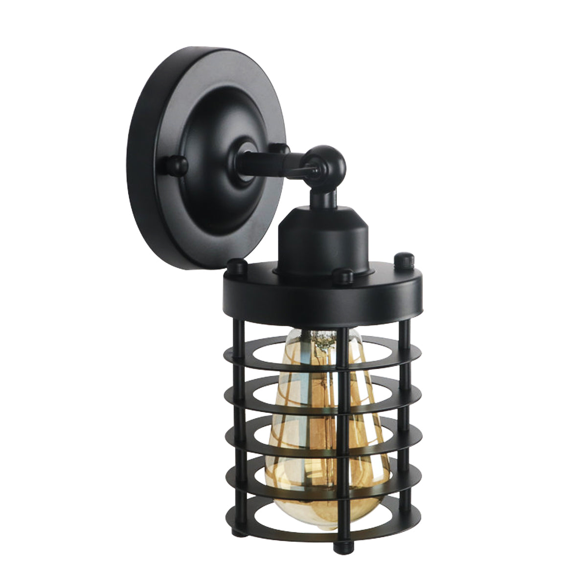 3 Pack Industrial Wall Light, Mini Vintage Metal Wall Lamp Fixture, Black Retro Light for Porch Hallway Bedroom Bathroom, E26 Base