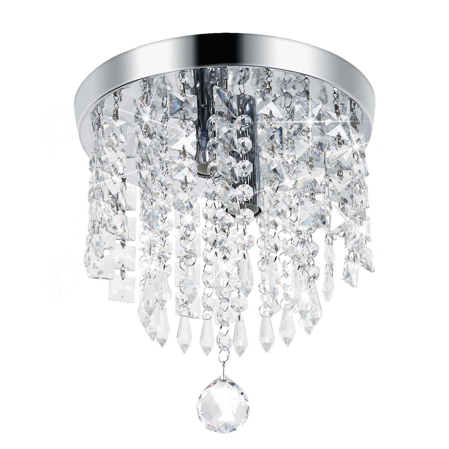 Tiered Flush Mount Ceiling Light 2-Light Mini Crystal Chandelier Lighting Modern Chandelier for Bedroom, Hallway, Bar, Kitchen, Bathroom