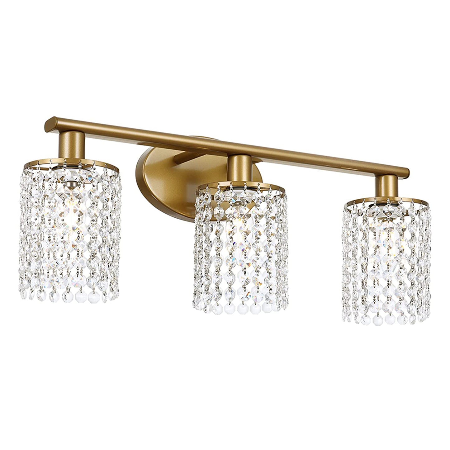 Golden Crystal Bathroom Light fixtures 3 Light Wall Sconces