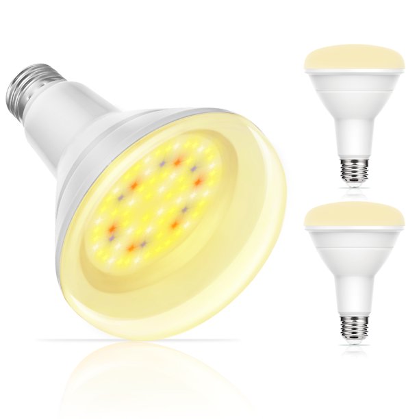 100W LED Grow Light Bulbs, Indoor Plant Growing Growth Lamp Full Spectrum for Hydroponics Greenhouse Organic Soil Flower Seeds Vegetable Plant, 2 Pack