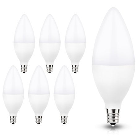 Dimmable E12 LED Candelabra Light Bulbs, 6W(60W Equivalent), 550LM, 5000K Daylight White, for Chandelier Living Room, 6 Pack