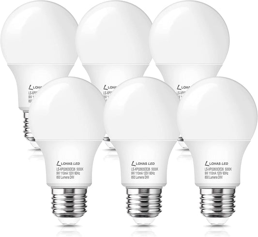 YANSUN A19 LED Bulb, Dimmable, 9W=60W, Daylight 5000K LED Light Bulb, 850 Lumen, E26 Base, 120V for Bedroom, Living Room, Kitchen, Office, 3 Pack