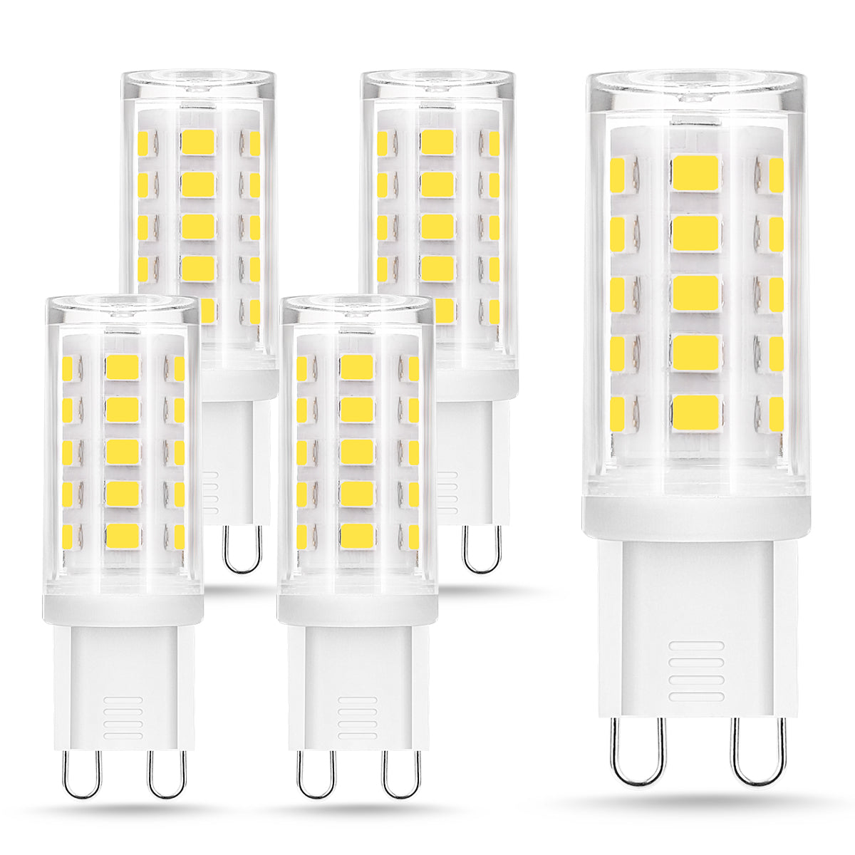G9 LED Light Bulb Bi Pin Base, 6000K Daylight G9 Base Bulbs for Chandeliers, 5W (40W Halogen Equivalent), 360?? Beam Angle, 450LM, Non-dimmable for Home Lighting, 5 Pack