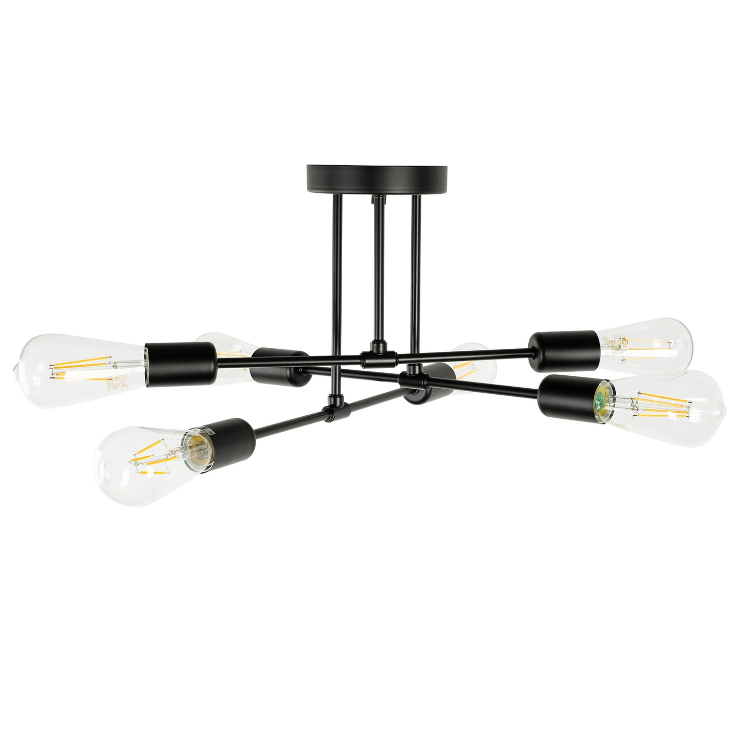 Modern Sputnik Chandeliers, Ceiling Light Fixture 6-Light Ceiling Lights for Bedroom Kitchen Dining Room Living Room Black E26 Bulb Base