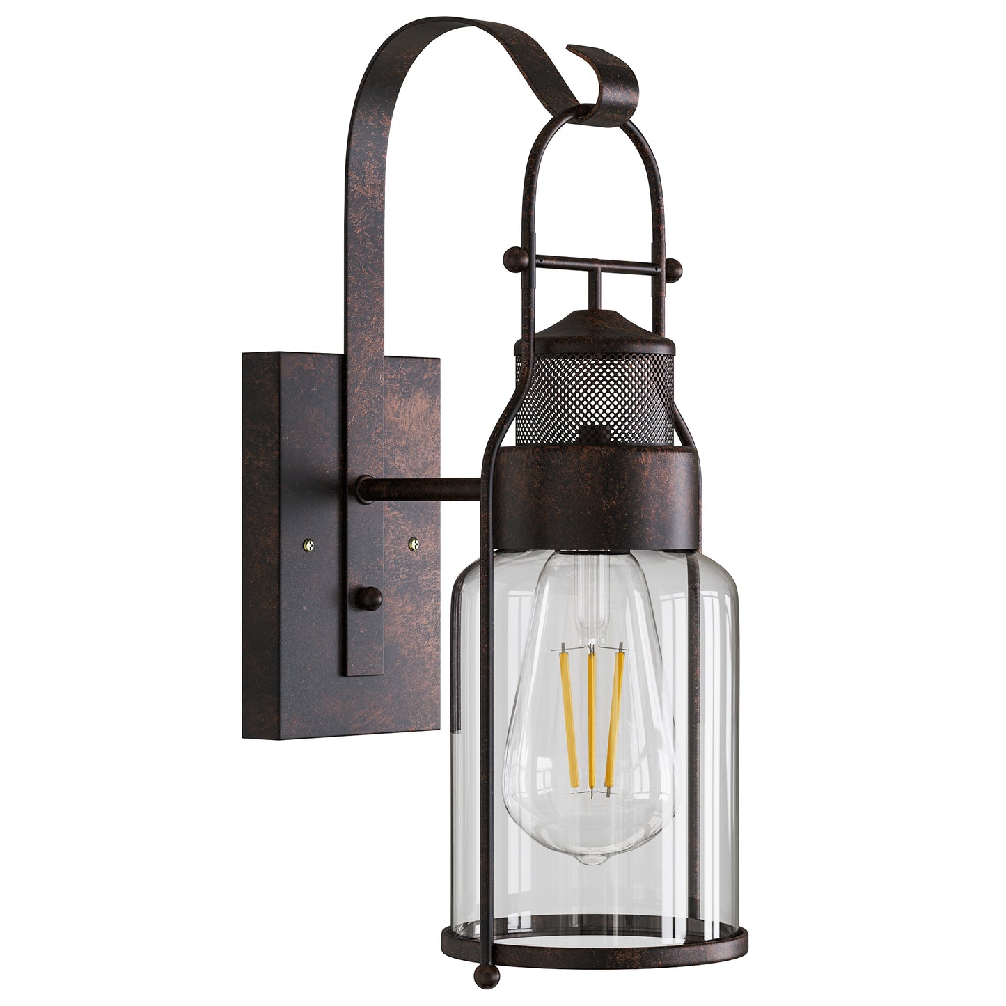 1 Light 19.3 ?¡ãH Black Wall Lamp with Clear Glass Cylindrical Shape¡ê?Industrial style for Corridor, Living room, Bedroom, Study room, Hallway, Cafe, Bar and Kitchen