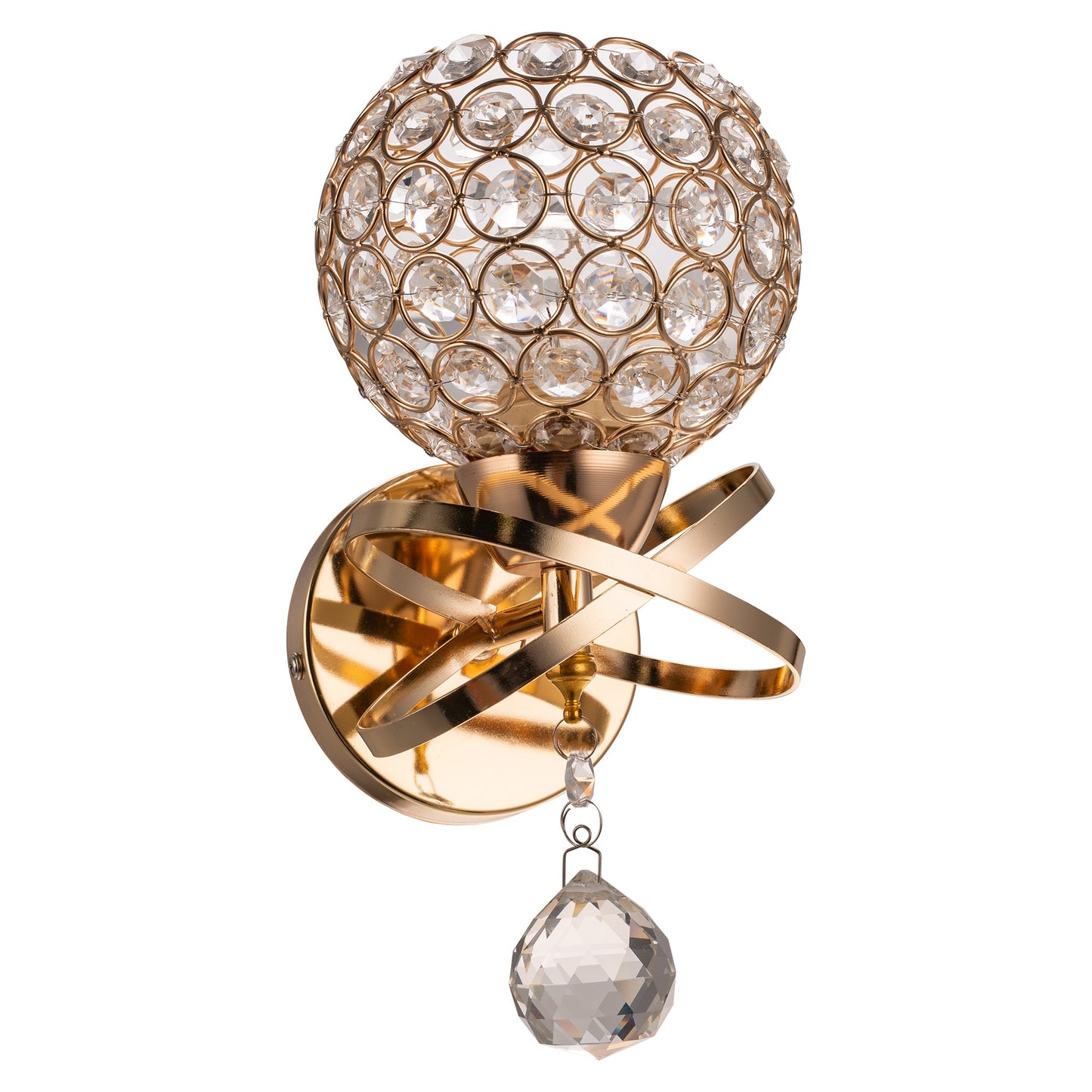 Gold Wall Sconces, Modern Crystal Wall Lights with E26 Socket Hardwired Sconces Wall Lighting Bedside Wall Lamp Crystal Decor Wall Mount Light Fixture for Living Room, Bedroom, Hallway