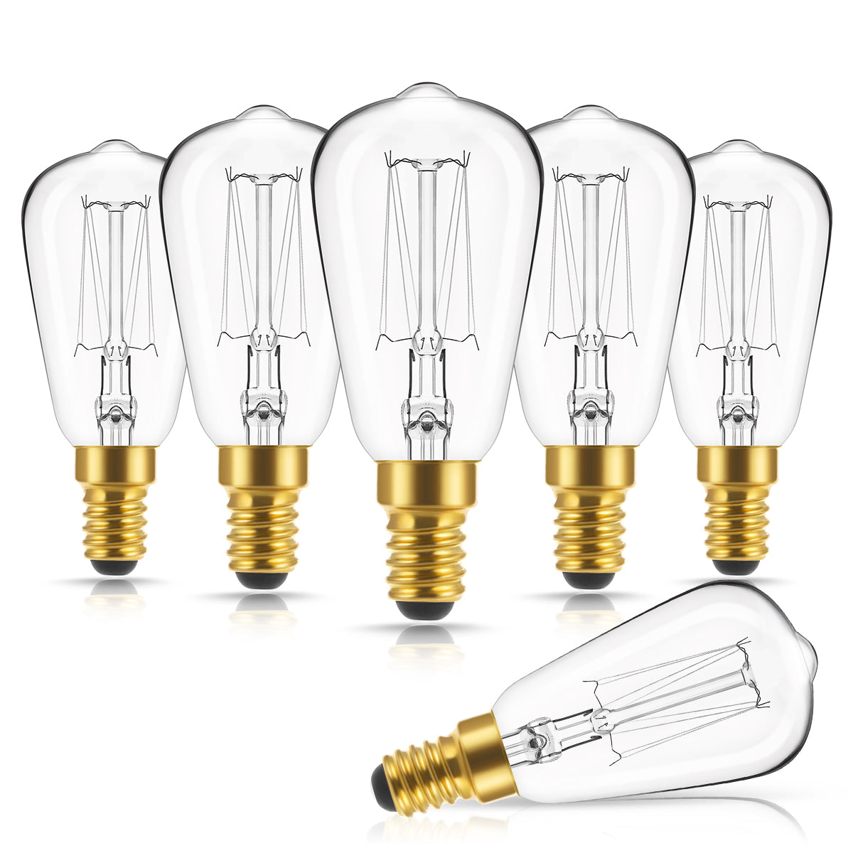 40 Watt Appliance Light Bulb, E12 Incandescent Light Bulbs, Antique Edison Style ST38 Clear Glass Decorative Chandelier BulbsDimmable, Warm White , 6 Pack