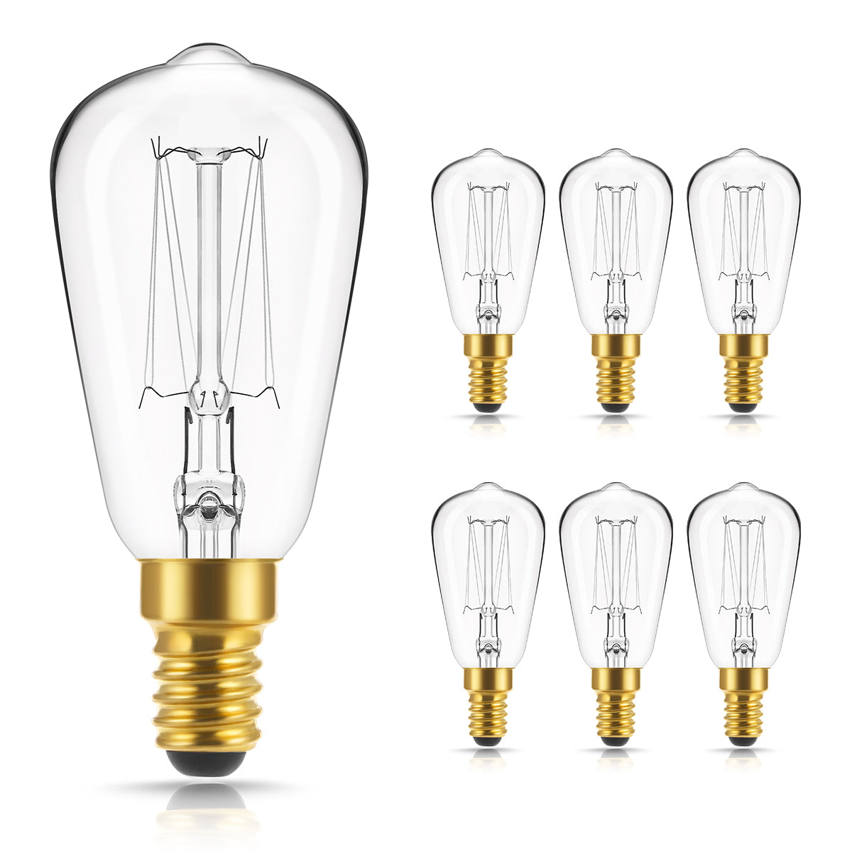 40W Dimmable Candelabra Bulb 2700K Soft White, 240LM, E12 Base Filament Light Bulbs, Antique Edison Style ST38 Clear Glass Decorative Chandelier Bulbs, 6 Pack