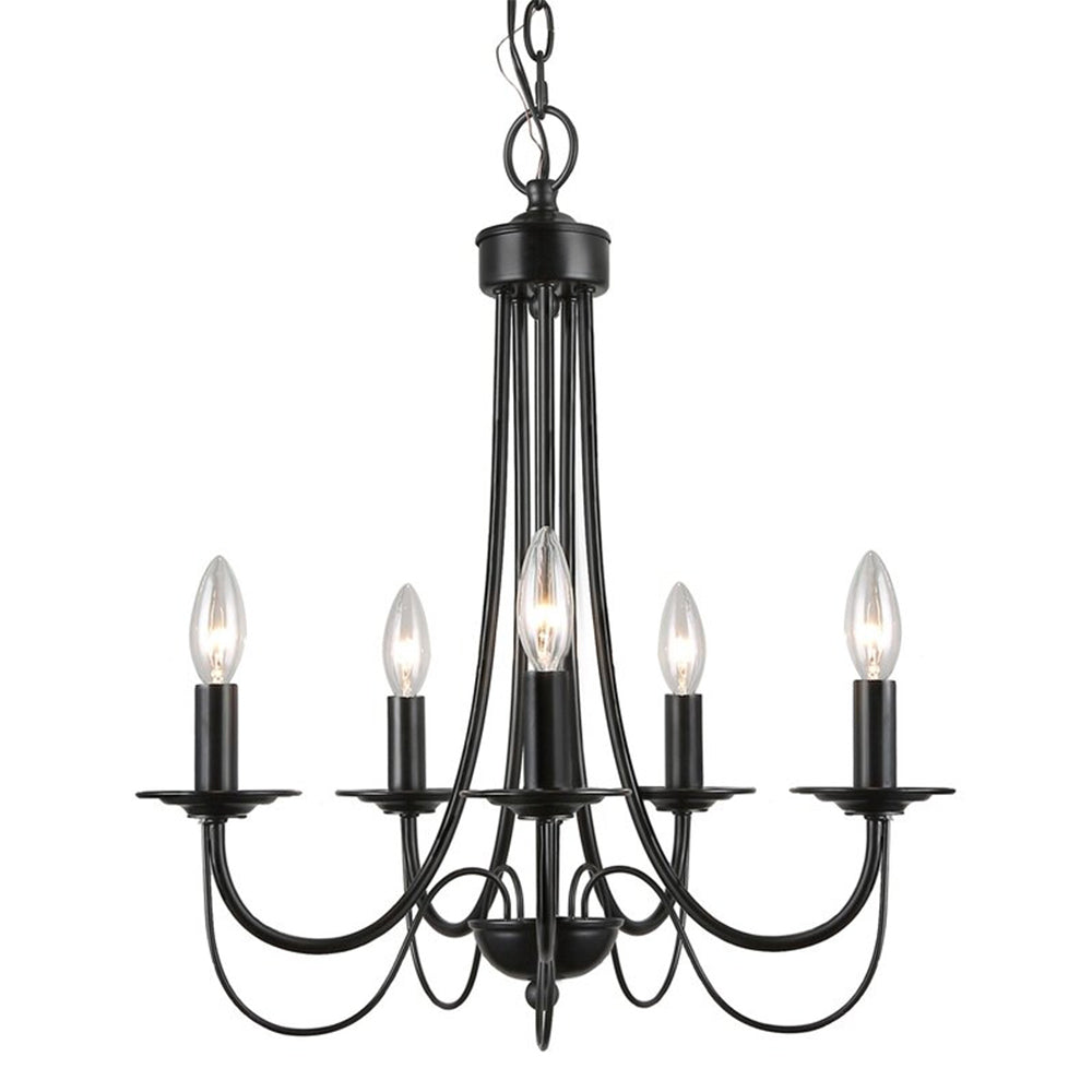 YANSUN 5*E12 Lamp,Farmhouse Vintage Retro Indoor Matte Black Pendant Light 19.29 Inch Antique Ceiling Lights Fixture,Suit for Dinning Room,Living Room