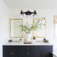 18.89 in. 3-Light Matte Black Modern Bathroom Vanity Light Mirror Wall Light with Black Accents and Seeded Glass Shade