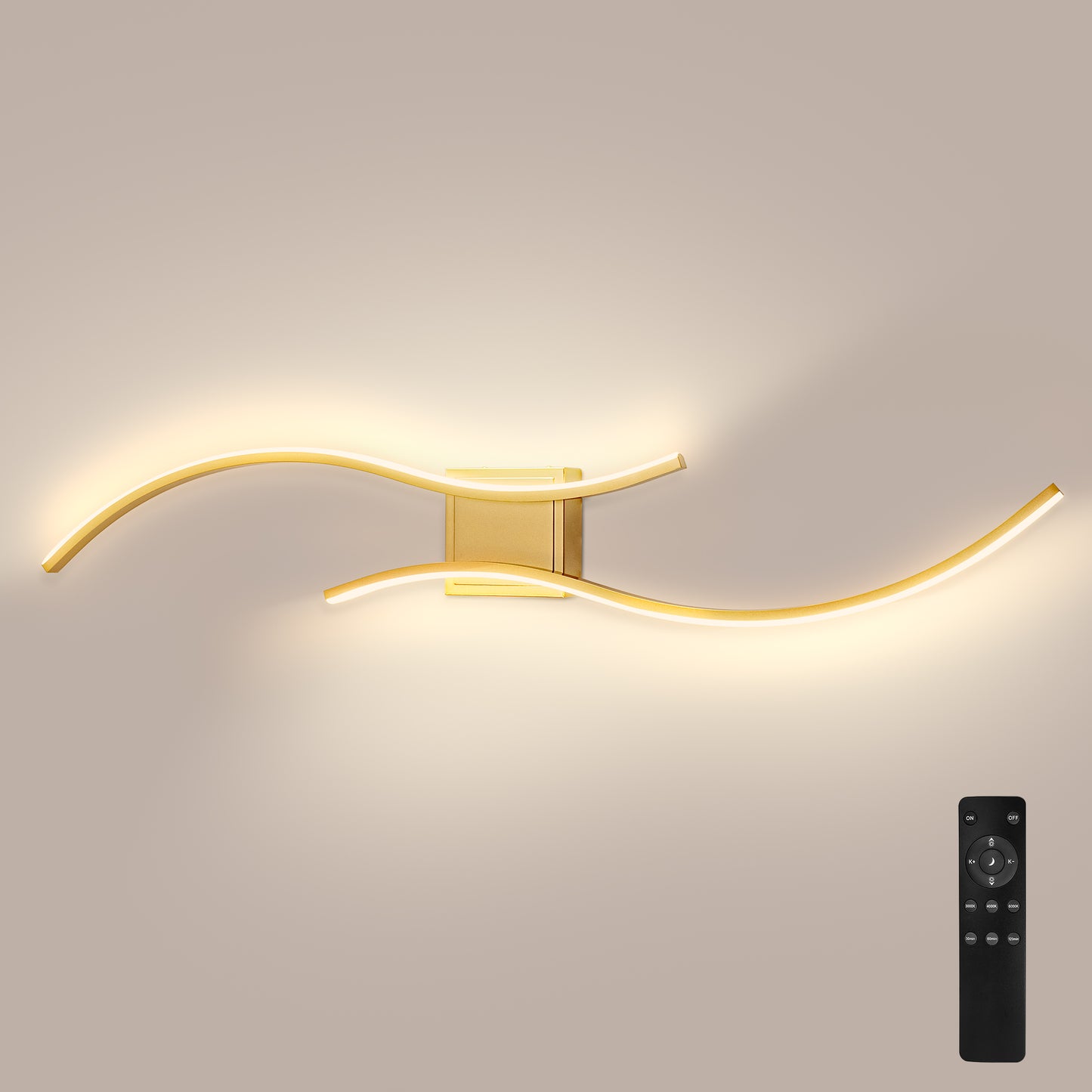 YANSUN 40 in. 2-Light Modern Gold Wall Sconce Over Mirror, Dimmable LED Bathroom Vanity Light for Living Room