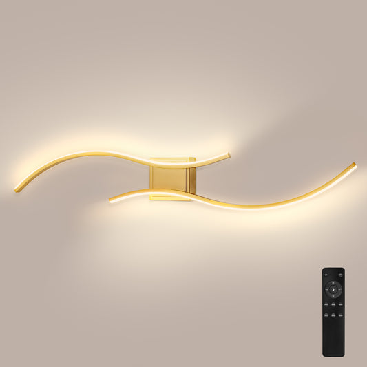 YANSUN 40 in. 2-Light Modern Gold Wall Sconce Over Mirror, Dimmable LED Bathroom Vanity Light for Living Room