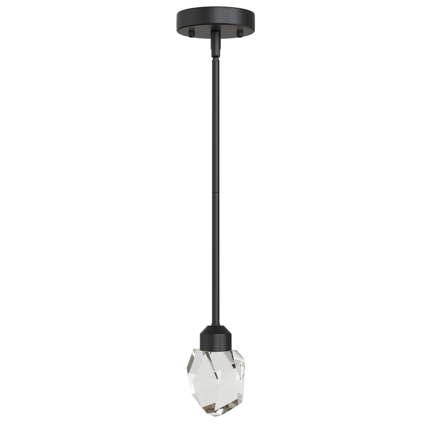 YANSUN 1-Light 5-Watt Black Modern Geometric Crystal Integrated LED Pendant Light for Bedroom Kitchen