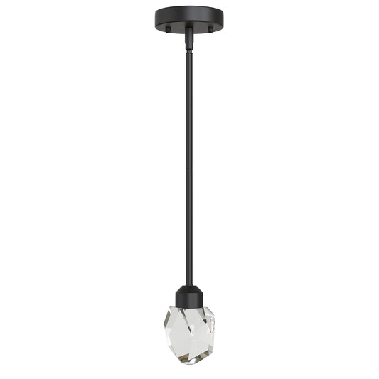 YANSUN 1-Light 5-Watt Black Modern Geometric Crystal Integrated LED Pendant Light for Bedroom Kitchen