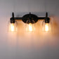 18.89 in. 3-Light Matte Black Modern Bathroom Vanity Light Mirror Wall Light with Black Accents and Seeded Glass Shade