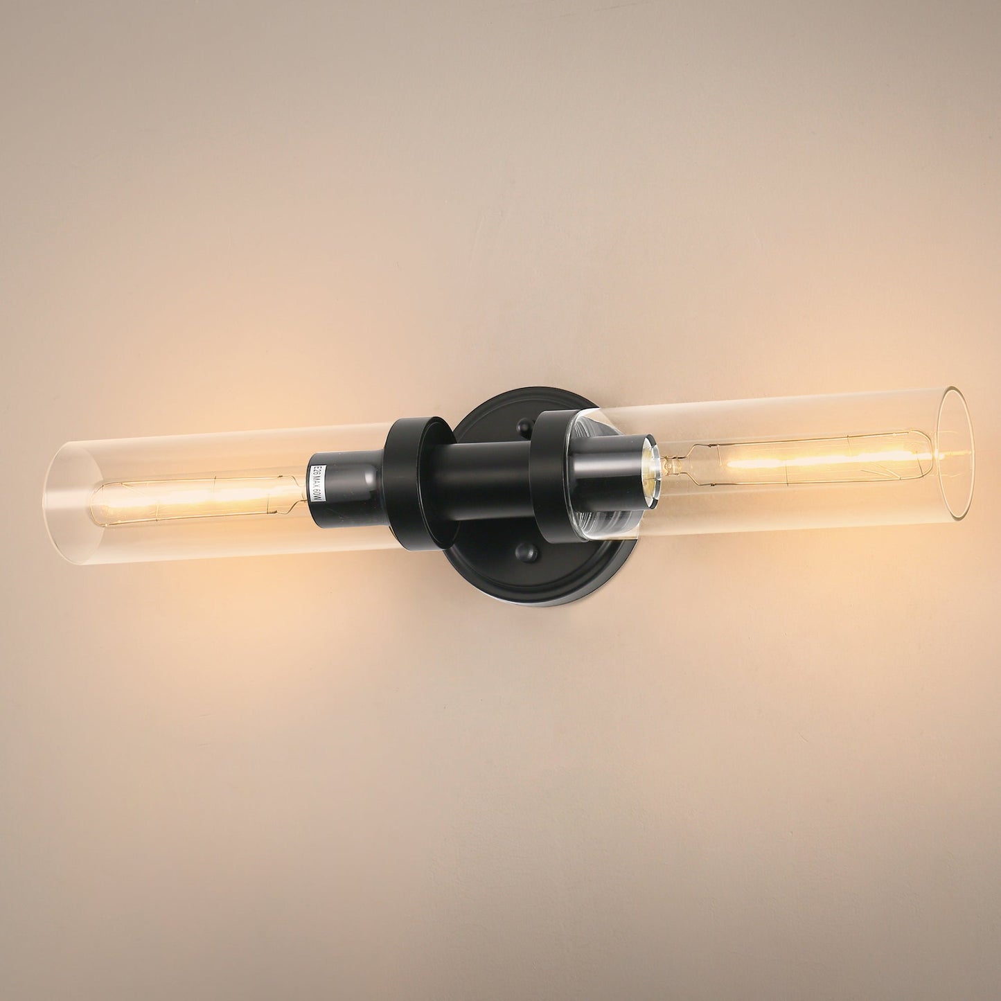 YANSUN 18 in. 2-Light Black Bathroom Sconces with Clear Glass, Bathroom Vanity Light Fixtures, Modern Wall Lights for Mirror