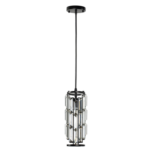 YANSUN 1-Light Black Mini Crystal Modern Pendant Light