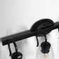 18.89 in. 3-Light Matte Black Modern Bathroom Vanity Light Mirror Wall Light with Black Accents and Seeded Glass Shade