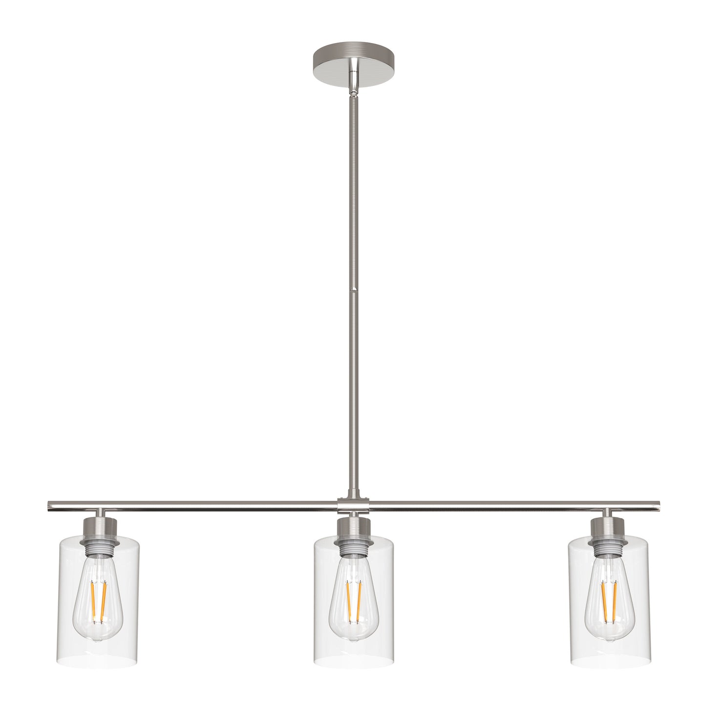 YANSUN 3-Light Chrome Kitchen Island Linear Pendant with Clear Glass Shades