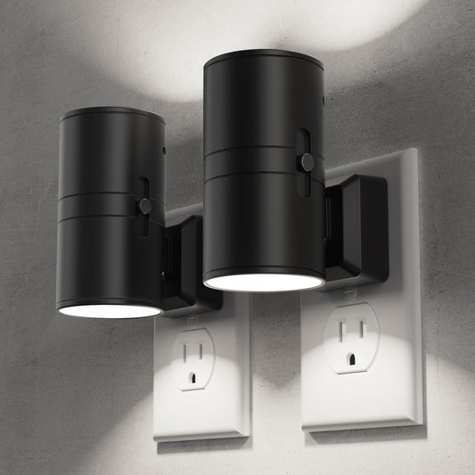 YANSUN 1-Watt Integrated LED Plug-In Night Light, Cool White 5000K, Dimmable, Light Sensor, 2-Pack