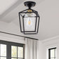 7 in. 1-Light Black Gold Semi Flush Mount Ceiling Light,Farmhouse Retro Cage Kitchen Lighting Fixtures with Glass Shade