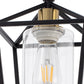 7 in. 1-Light Black Gold Semi Flush Mount Ceiling Light,Farmhouse Retro Cage Kitchen Lighting Fixtures with Glass Shade
