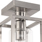 Nickel 1-Light Farmhouse Cage Semi Flush Mount Ceiling Light with Glass Shade for Living Room, Bedroom, Entryway