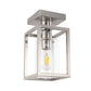 Nickel 1-Light Farmhouse Cage Semi Flush Mount Ceiling Light with Glass Shade for Living Room, Bedroom, Entryway