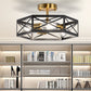 15 in. 3-Light Black Gold Flush Mount Modern Ceiling Light, Hallway Light Fixtures Ceiling Mount